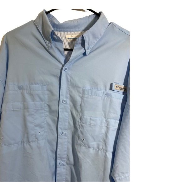 Columbia PFG mens light blue shirt. No size tag measurements pit 24” length - Picture 2 of 11